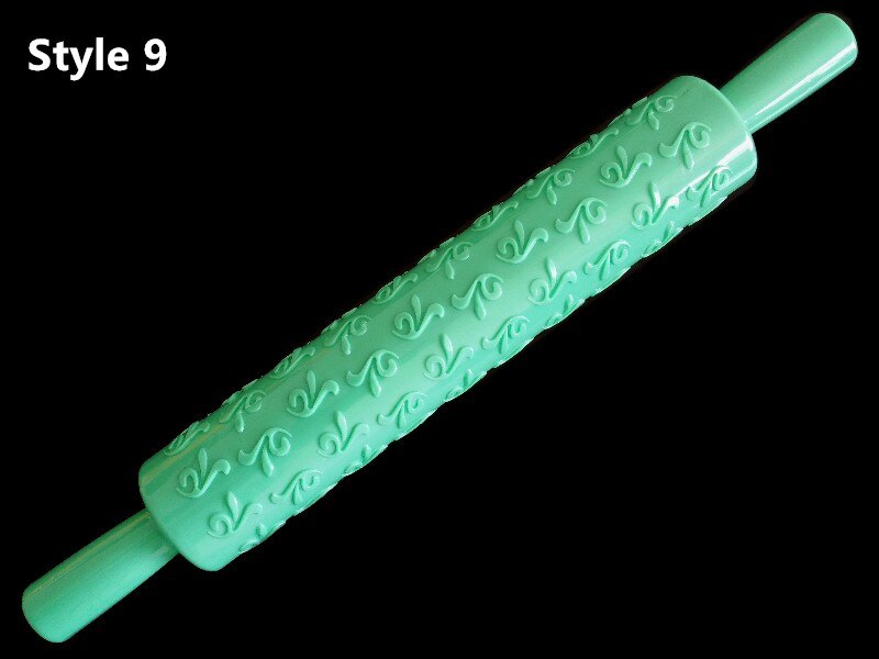 Rouleau à pâtisserie en plastique, outil de décoration de pâtisserie, pour gaufrage, Fondant, artisanat, motif de fleur, cœur: Style 9