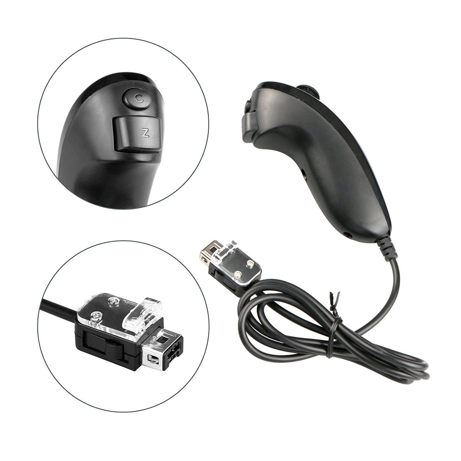 Black Built in Motion Plus Remote Nunchuck Controller + Case for Nintendo for Wii