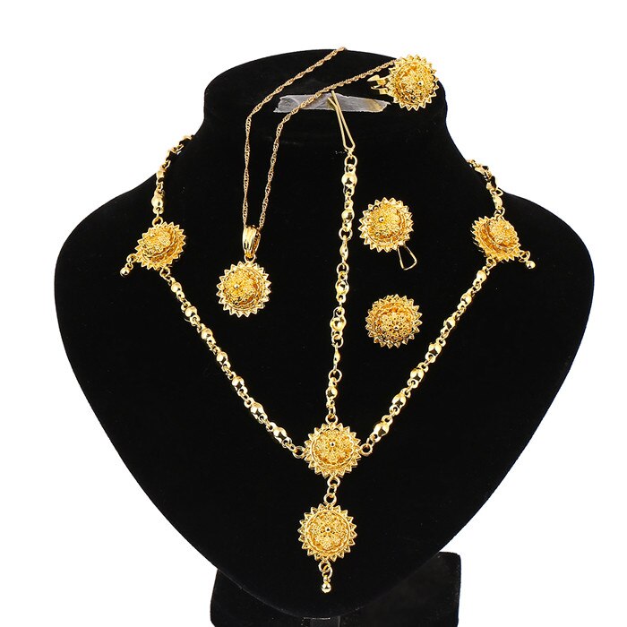 Nette Baby Mädchen Ethiopian Schmuck setzt 24 karat Gold Farbe setzt Für Afrikanische Äthiopischen Eritrean Habesha Schmuck setzt: Gold plattiert