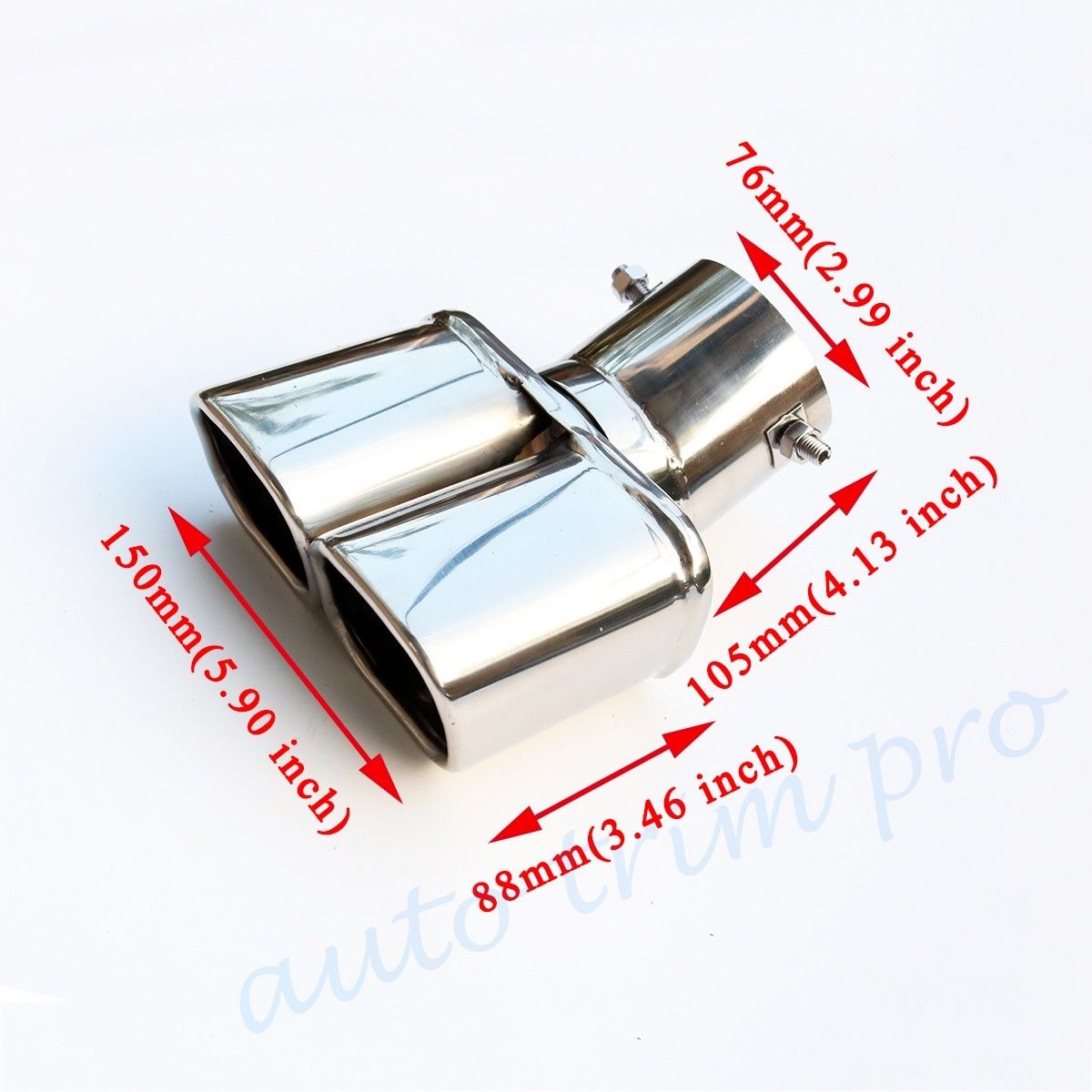 76mm 3 Inch Dual Exhaust Car Tailpipe Rear Muffler Tip Cover Stainless Fit for Diameter Between 46mm-71mm Accessories
