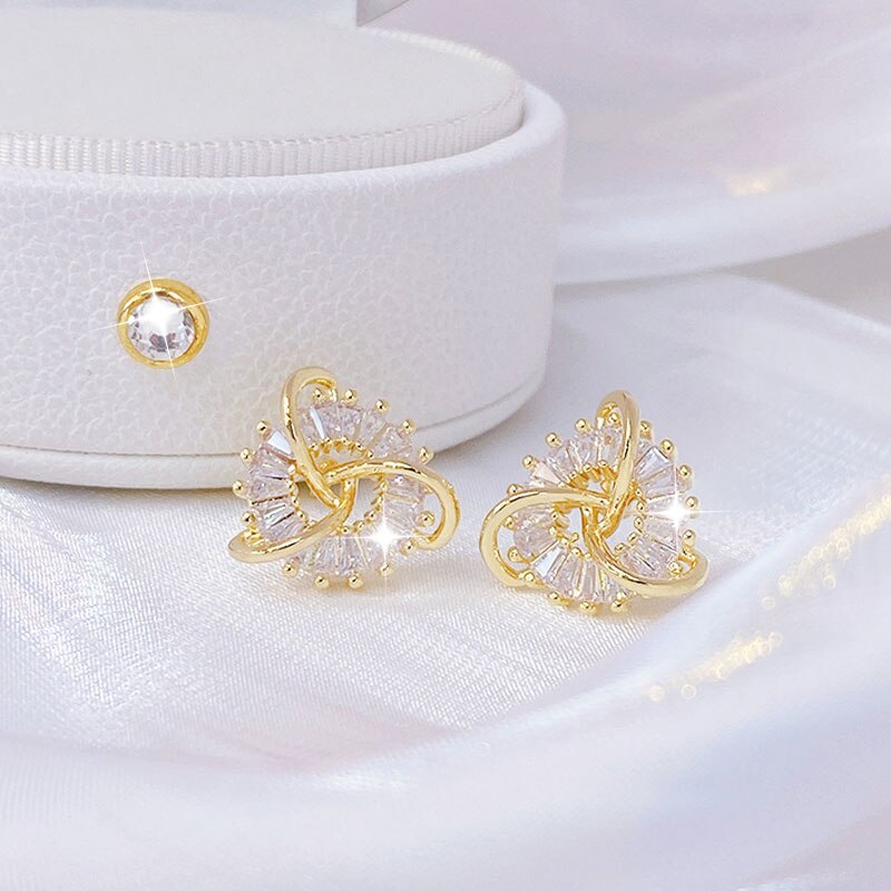 14k real ouro moda oco para fora brincos de strass finos geometria cruz-ferida requintado bling aaa zircon acessórios jóias