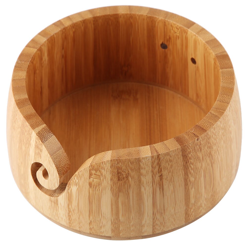 Tre bambus garn bolleholder med lokk til garnnøster strikking hekle hjem 15 x 15 x 9cm