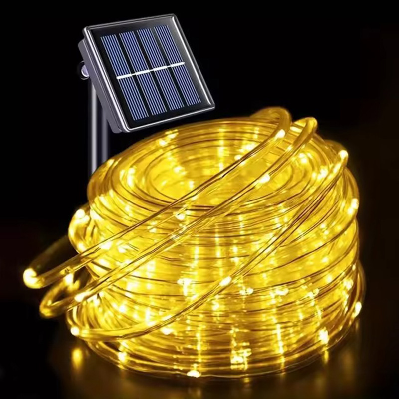 Solcellsdriven led-ljusslinga utomhus vattentät trädgårdsdekoration jul bröllopsgirland solcellsremsbelysning älvlampa: Varm vit / 12m