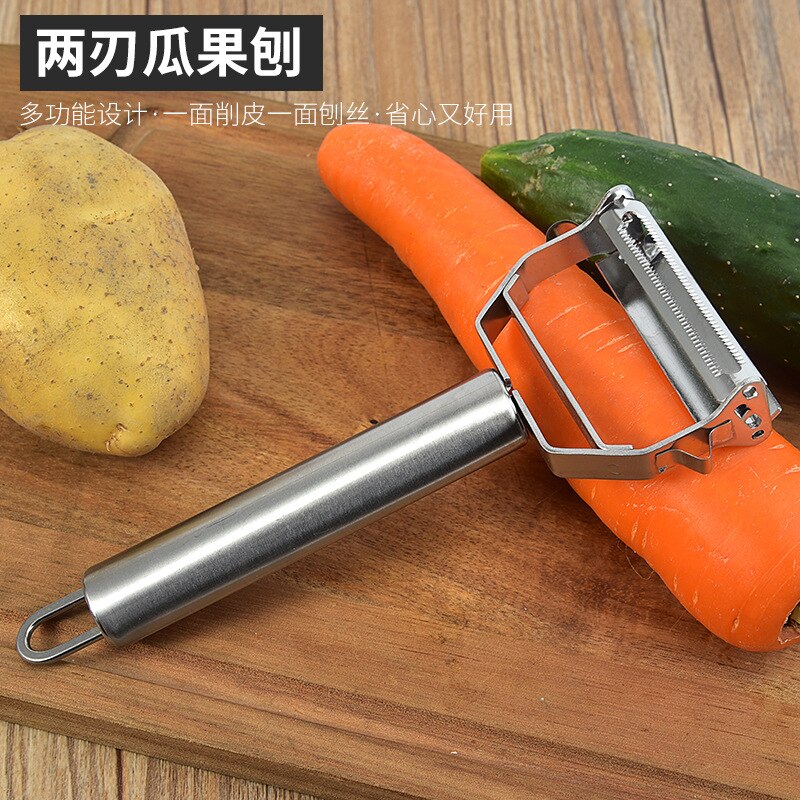 Dobbelt formål fortykning rustfrit stål bao si dao peeler to-i-en kartoffel gulerod rivejern frugt skrælning kniv