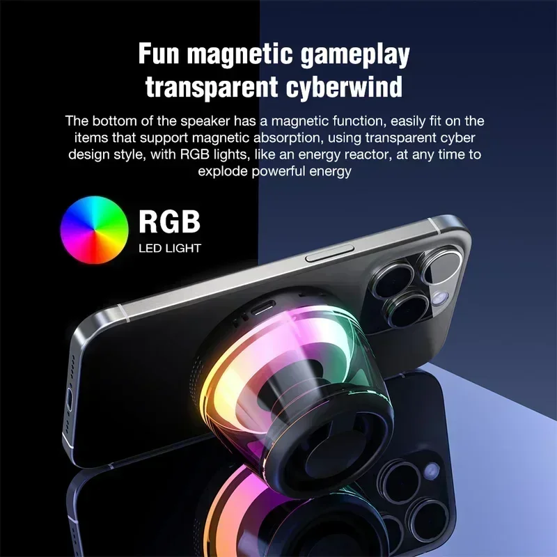 Altavoz Bluetooth magnético RGB, Mini altavoz portátil, soporte magnético para teléfono, caja de sonido inalámbrica, torre de altavoz Bluetooth