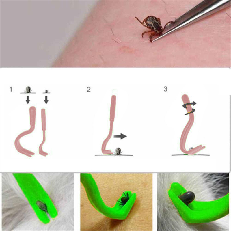 2PCS Pets Tick Removal Tool Dual Teeth Cats Dogs Cleaning Supplies Mites Twist Hook Remover Hook Pet Supplies