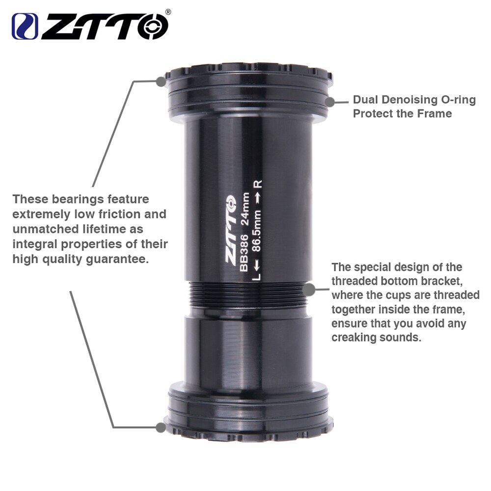 ZTTO MTB BB386 24 EVO Bike Bottom Bracket Threaded press fit bottom bracket for 46x86.5mm frame, 24mm crankset for MTB
