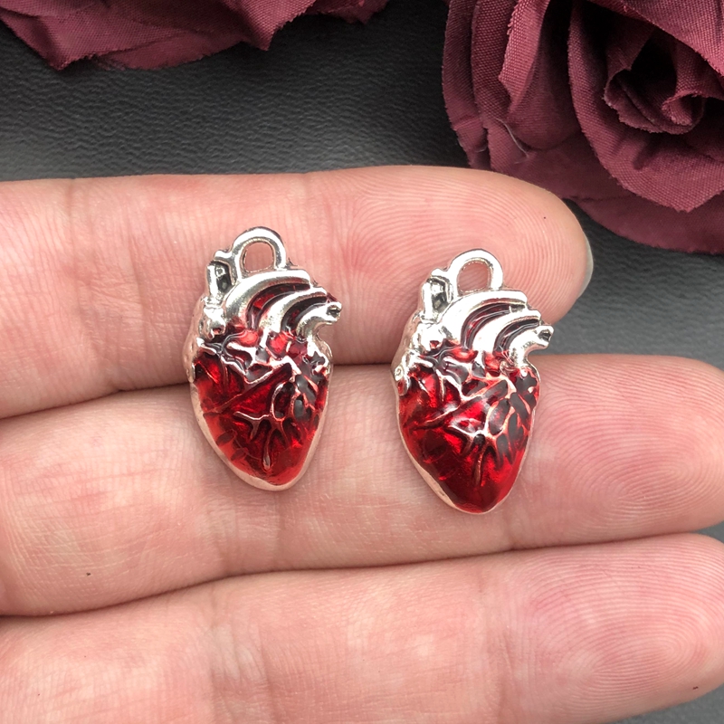 5 uds 25*14mm dijes de órgano de corazón humano medicina científica colgante anatómico biología joyería encontrar. DIY. dijes para fabricación de joyas