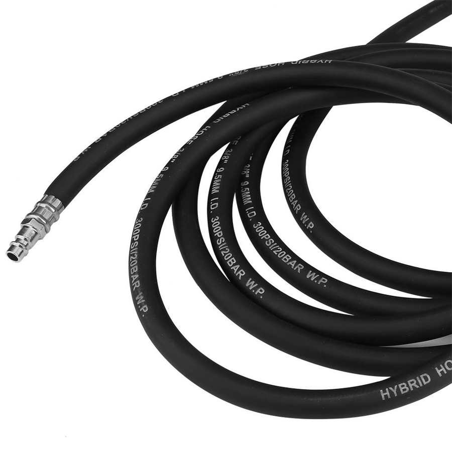 15m Flexible Rubber Air Hose Kit 1/4in Quick Release Connector Air Compressor Hose Accessories Set With 5Pcs Pneumatic Fittings