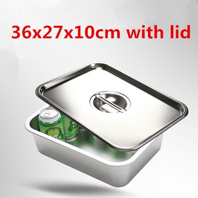 304 stainless steel buffet plate vegetable plate fruit plate barbecue plate Food plate Flat Bottom rectangle Basin Have Lid: 36x27x10 tray add li