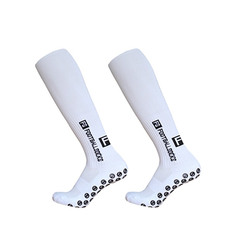Mannen Vrouwen Lange Fs Sport Voetbal Sokken Siliconen Zuignap Grip Anti Slip Voetbal Sokken: white