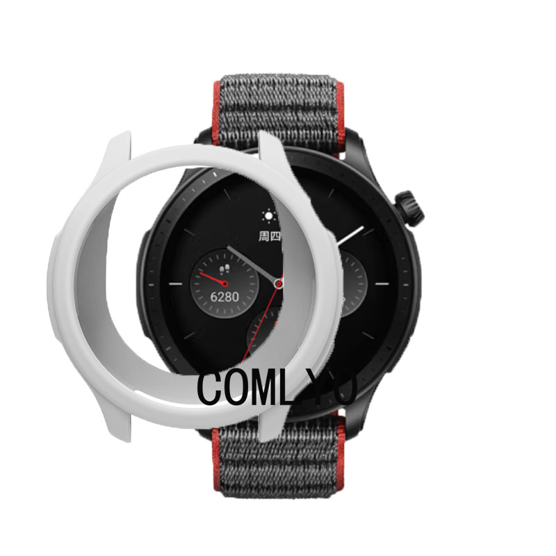 For Amazfit GTR 4 Case Silicone Soft Protective Shell Bumper half Cover Glass Screen Protector Film