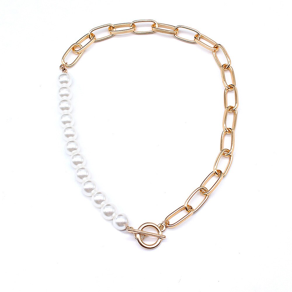 NEUE Punk Imitation Perle Choker Halskette Kragen Erklärung Gold Farbe Lasso Anhänger Halskette Für Frauen Collier Femme Chocker