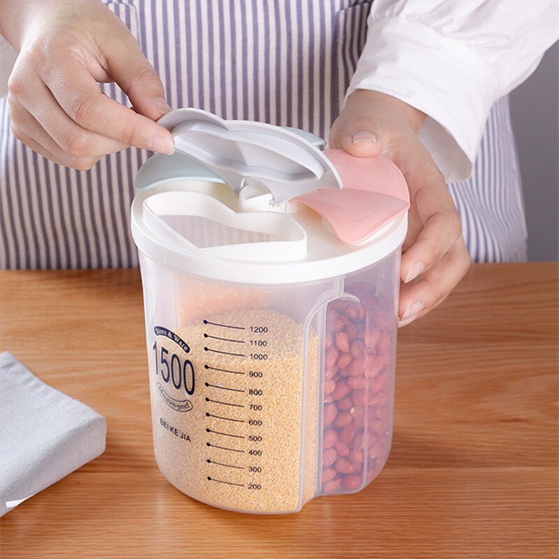 Kitchen Grain Storage Box Transparent Moisture-proof Sealed Tank Bulk Food Storage Cereal Dispenser Plastic Containers with Lids