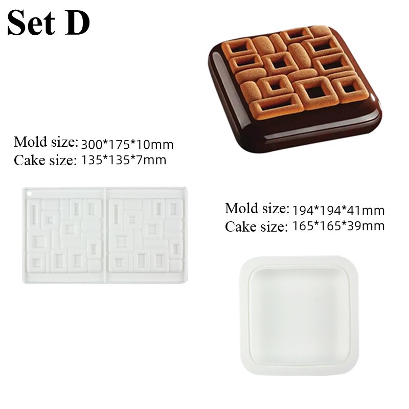 SHENHONG Cake Molds Circular Square or Rectangular Texture Silicone Mould French Dessert Baking Mold Mousse Decoration tools: green