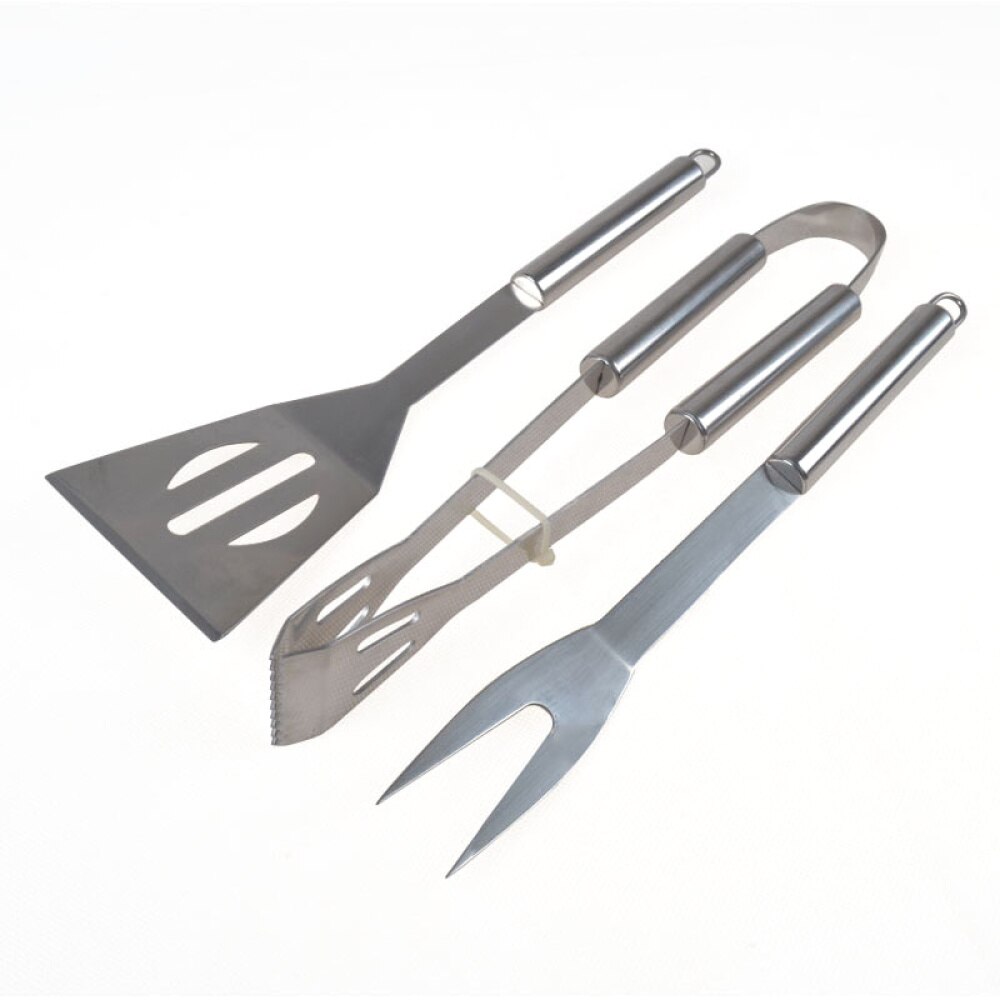 3 Pcs Premium Stainless Steel Perfect Outdoor Barbecue Grill Utensils Set Includes Spatula Tongs & Fork with Camouflage Cloth Ba