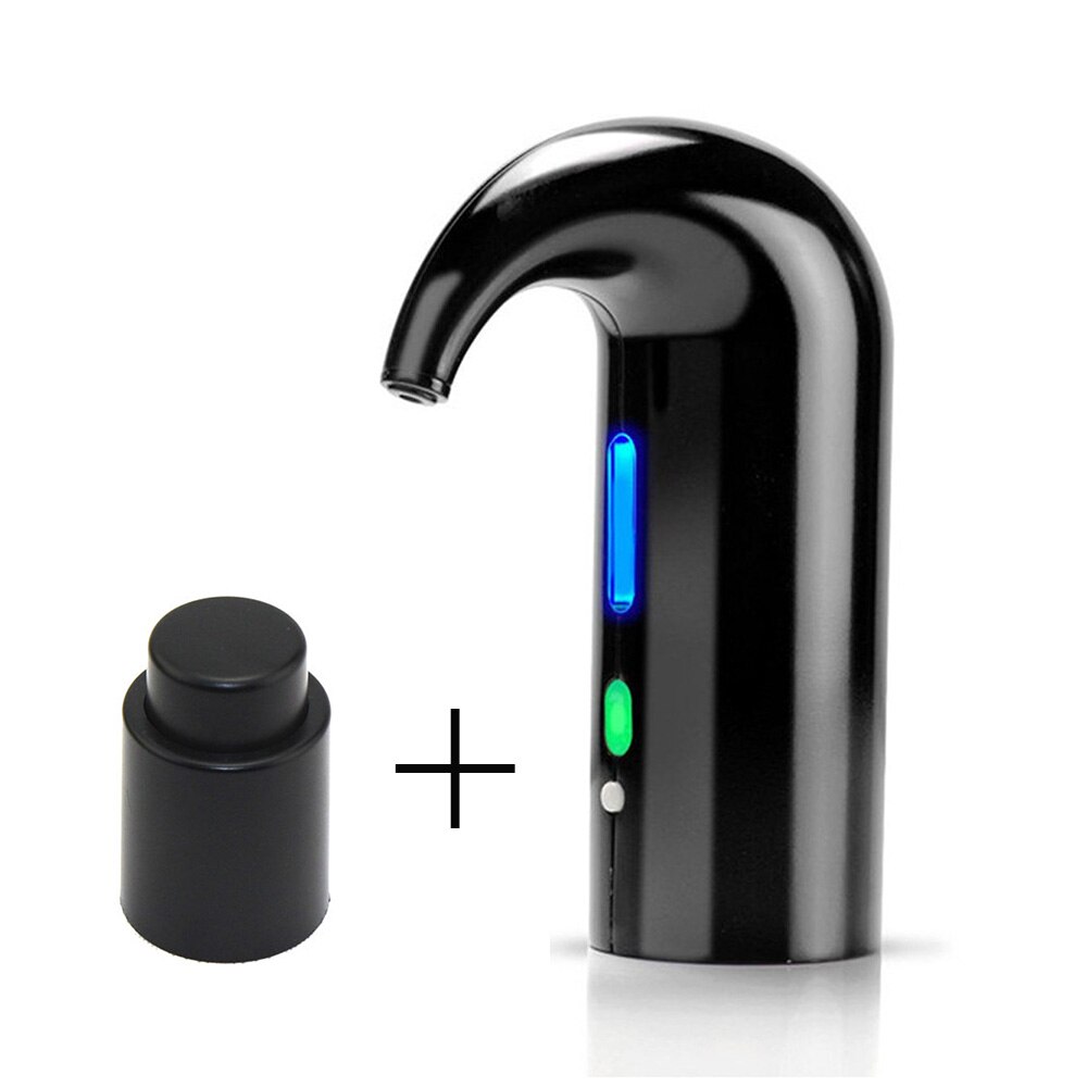 Elektrisk vinluftare med en beröring bärbar rödvintillbehör luftning för vin och sprit nybörjare och entusiast: Svart och korkar