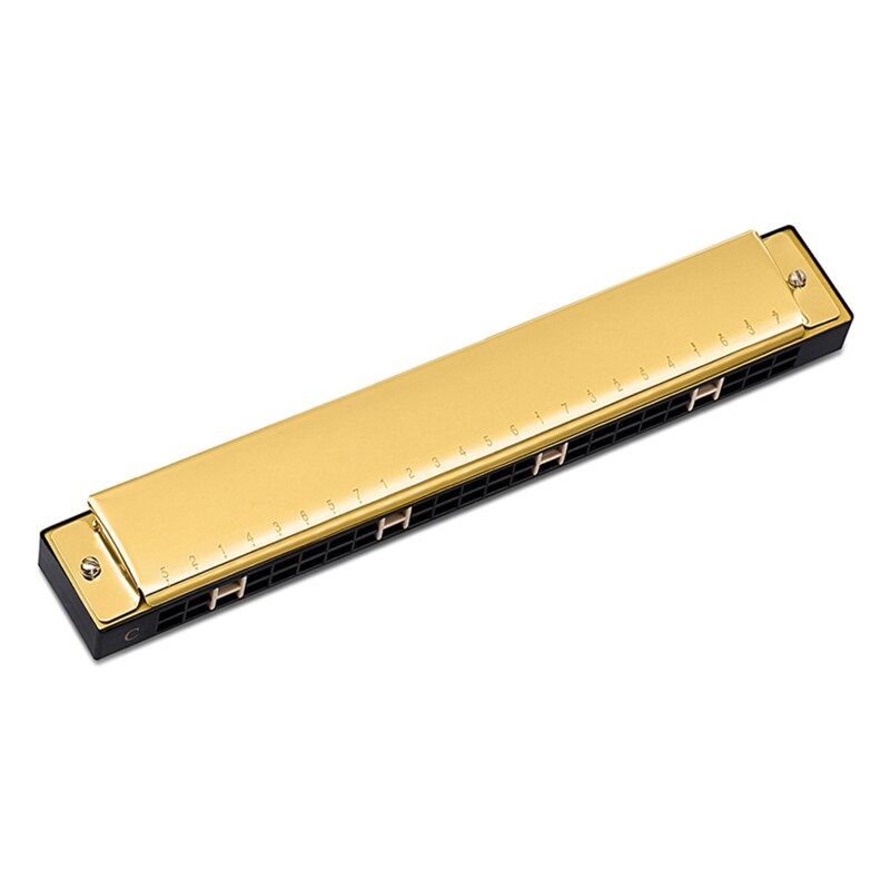 Harmonica à 24 trous, Harmonica diatonique Double trémolo pour adultes, pour enseignant en musique, étudiant: Gold