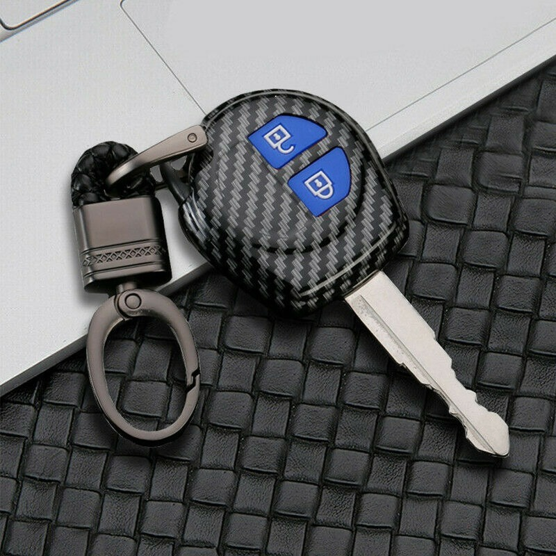 Funda de llave de ABS de carbono con 2 botones para Suzuki SX4 Swift Grand Vitara Liana, accesorios de coche