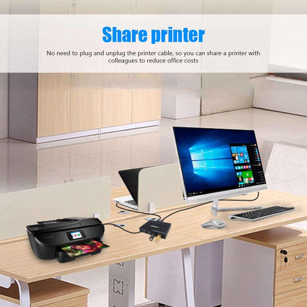 4 Ports KVM USB Switch 4 in 4 out Switcher for Keyboard Mouse Printer Monitor 4 PCs Sharing 4 Devices USB 2.0 Extender Splitter