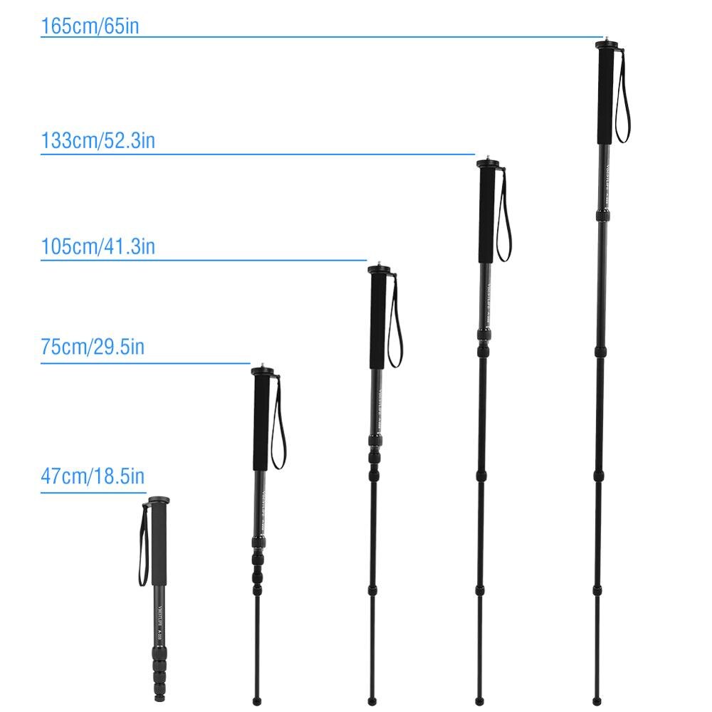 Lightweight Telescopic 5 Sections Camera Unipod Monopod 3D anti-skid bearing platform telescopic a hand strap hiking pole