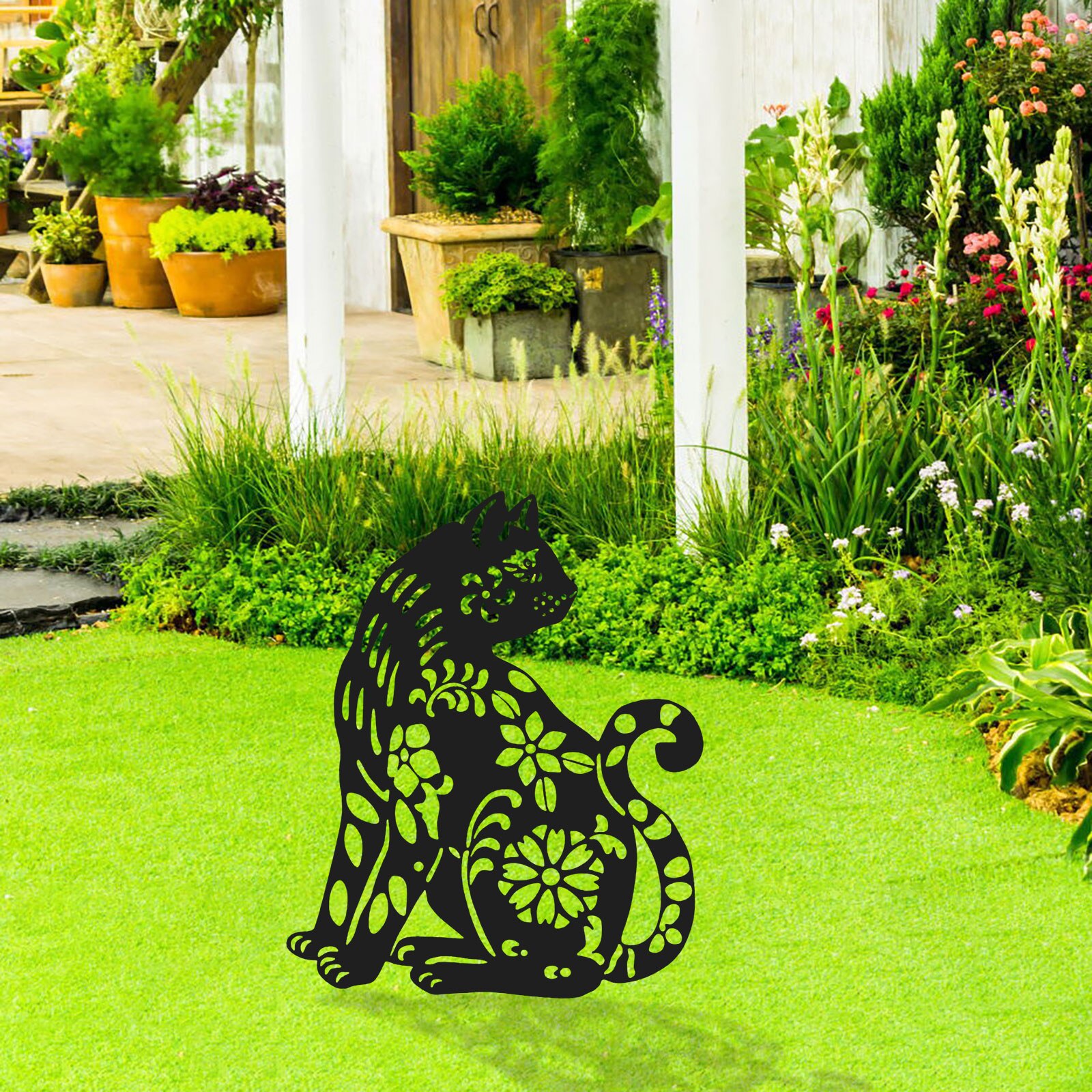 Yard Art Kat Konijn Stakes Tuin Inserts Acryl Animal Hollow Inserts Yard Decoratie Tuin Decoratieve Outdoor Accessoires