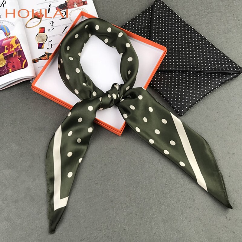 Navy Blue Dot Square Scarves Wraps90*90CM Women Accessories Seasons Sunscreen Large Silk Scarf Shawl Ladies HeadScarves