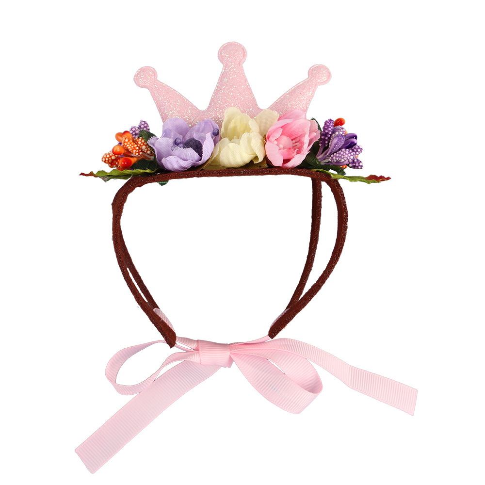 Robes pour animaux domestiques, couvre-chef pour noël et Halloween, Santa, accessoires de cosplay pour chiens et chats: Pink Crown / 16.5X6.5CM