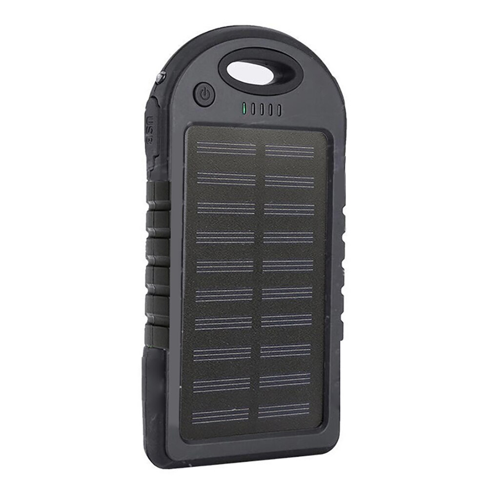 Solar Power Bank Waterdicht Genest Solar Universele Oplader 2 Usb Universele Poorten Externe Lader Powerbank Voor Smartphone: Black