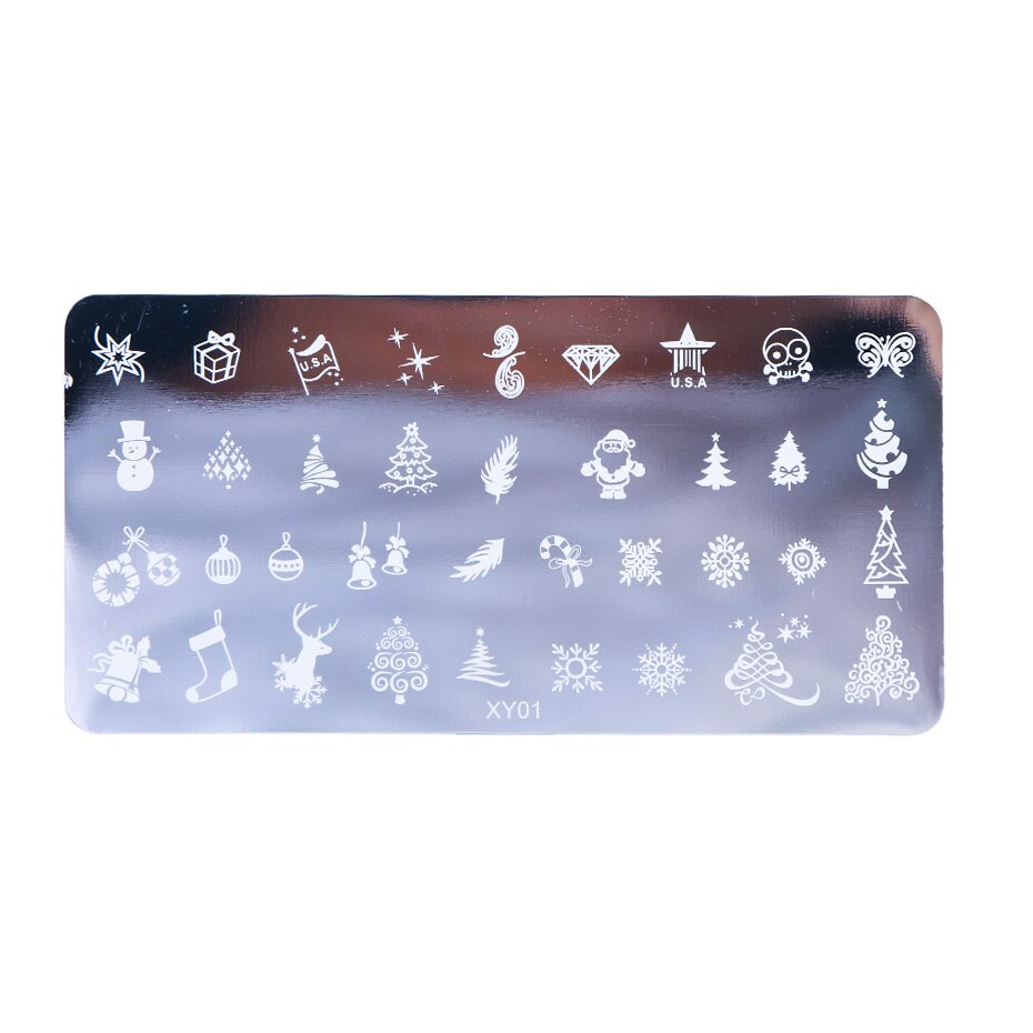1 Uds. De placas de estampación de uñas, sellos de flores de Navidad, Animal Nail Art, estampado de imágenes, plantilla de Manicura, , plantilla para impresión JIXY01-08: XY01