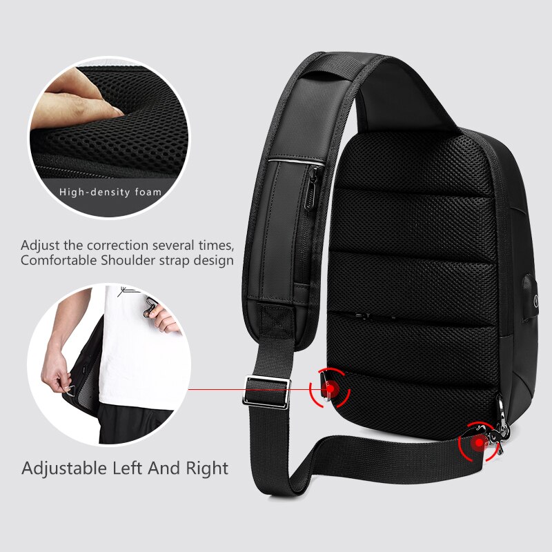 NIGEER Anti-diefstal Schoudertas voor Mannen Zakelijke Crossbody Tassen USB Opladen Borst Pakken Waterdichte Messenger Bag Mannelijke