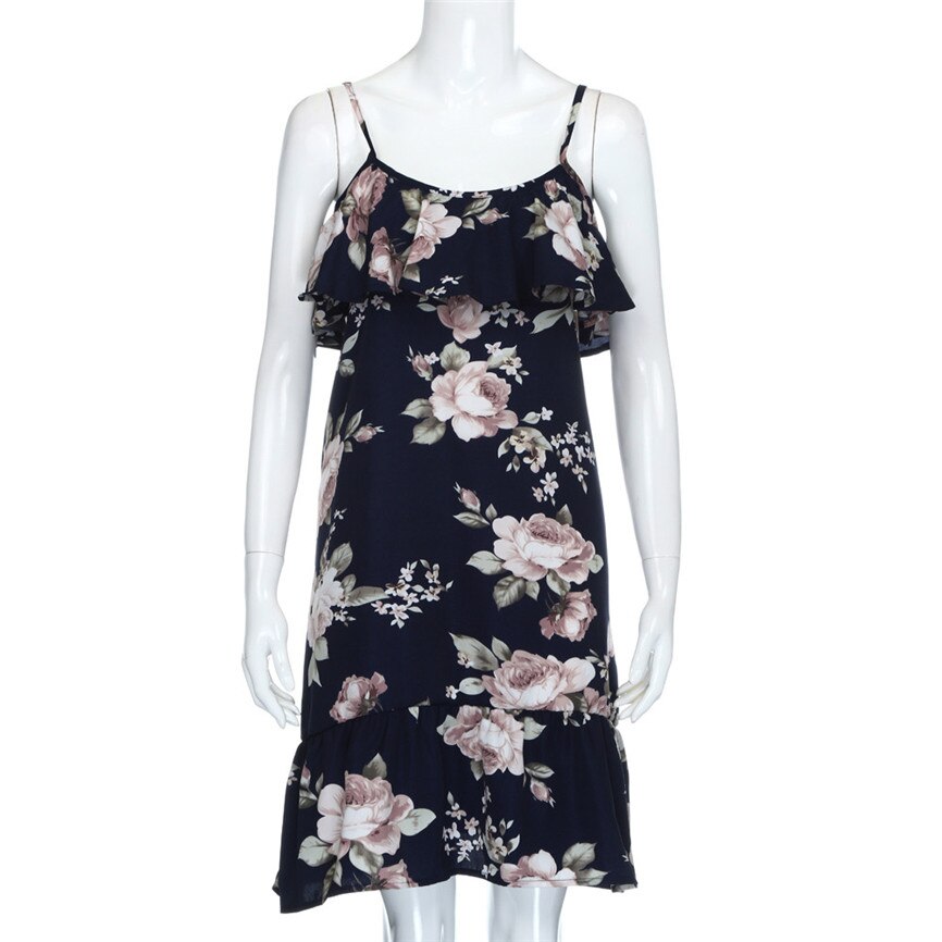 Zomer Dames Zoete Sexy Elegante Jurk Mouwloze Zomer Bloemen Ruches Jurk Off Shoulder Mini Jurk