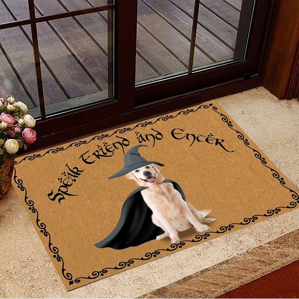 CLOOCL Golden retriever Speak Friend And Enter Doormat 3D Print Nonslip Absorbent Carpet for Bathroom Rug for Home