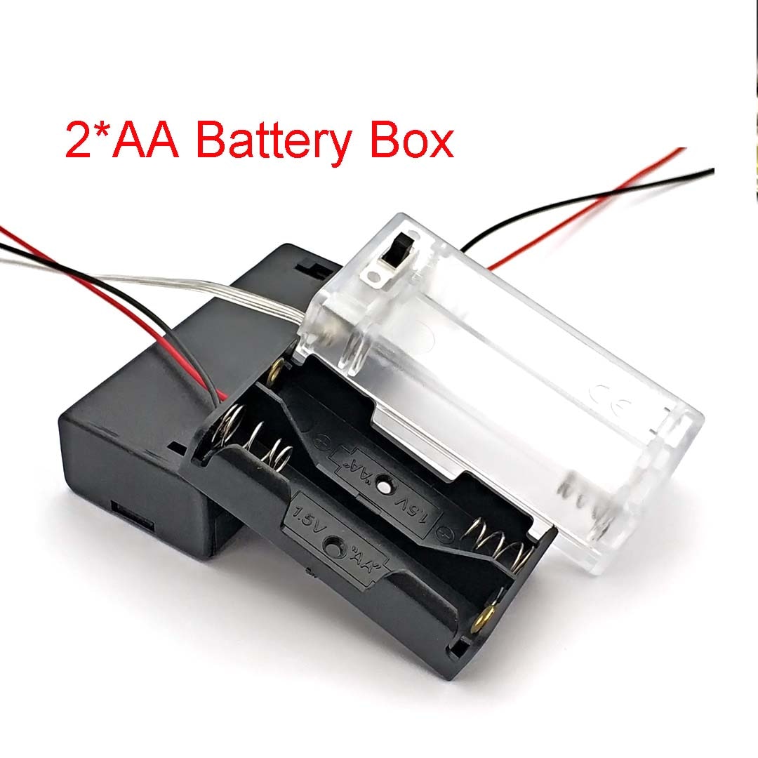 Zwart Transparant Plastic Aa Power Batterij Storage Case Box Houder Leads Met 2 Slots Aa Power Batterij Opslag case