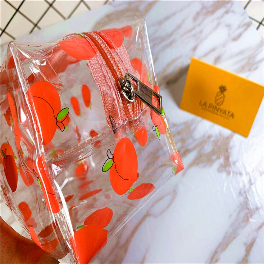 transparent Kosmetik Tasche Reise Veranstalter machen-hoch Klar Reißverschluss Pfirsich Avocado Straberry PVC Schönheit Fahion Mädchen Frauen Handtasche