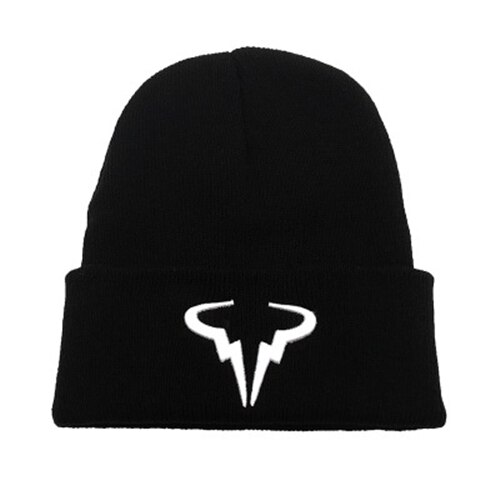 Höst vinter stickade kepsar för kvinna varmare mössa huva casual kepsar broderi mössor horn mönster mössa kvinnlig hip-hop pojke hattar: 1