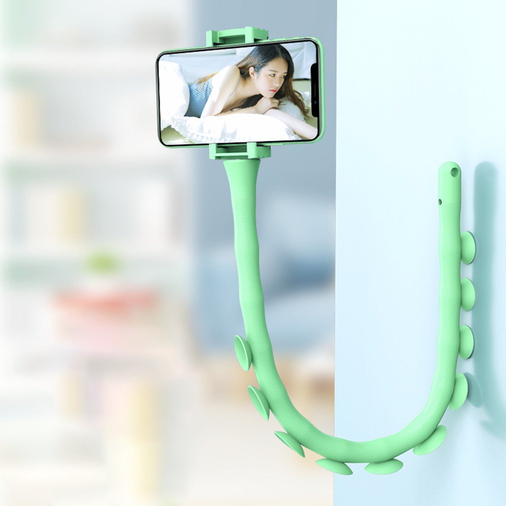 Soporte de pared para teléfono móvil oruga, soporte Flexible con ventosa para bicicleta de escritorio,: Rosa
