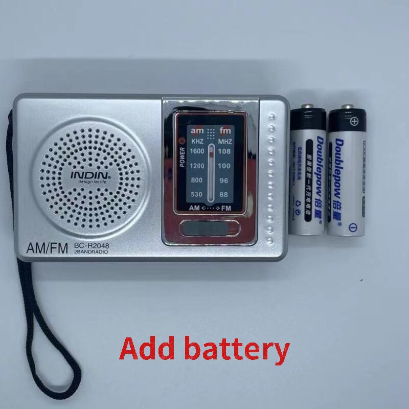 Portable Radio Pocket Size Telescopic Antenna Battery Powered Mini Multifunctionl AM FM Radio for Elder high sensitivity radio: Add battery
