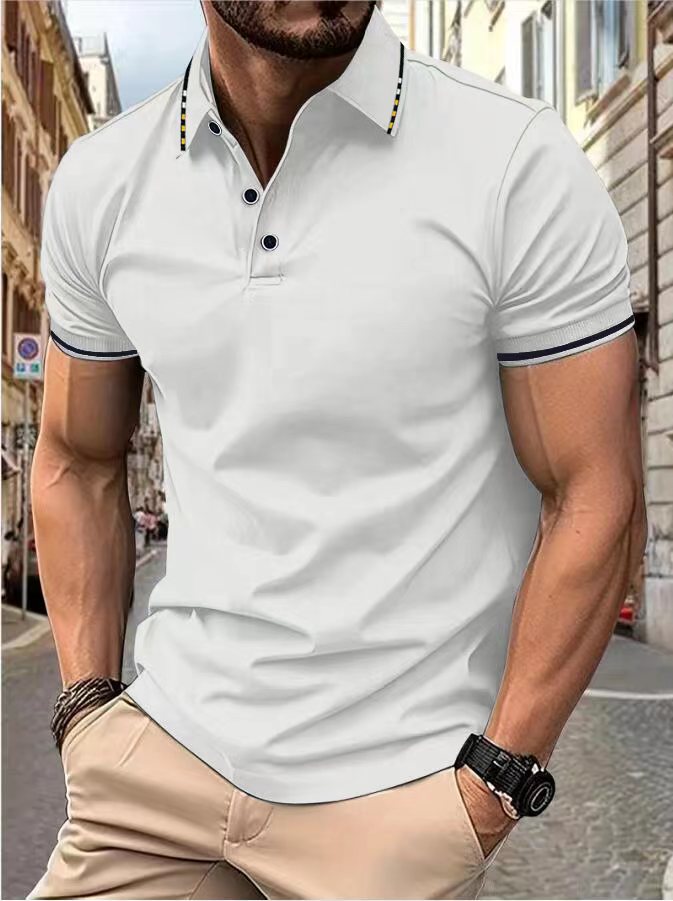 Polo d'été décontracté à manches courtes pour hommes, T-shirt à revers de couleur, à la