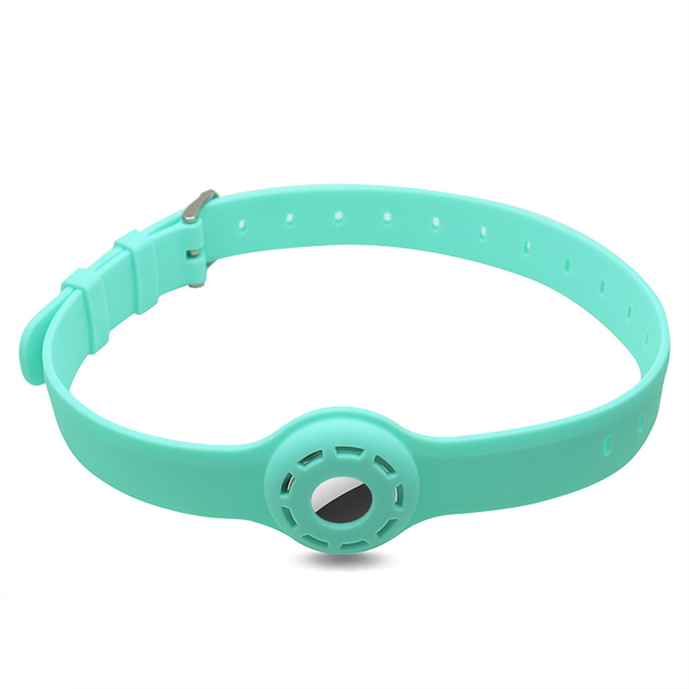 1pc til apple airtag etui hund kat halsbånd gps finder farverigt lysende beskyttende silikone etui til apple air tag tracker cover: Grøn