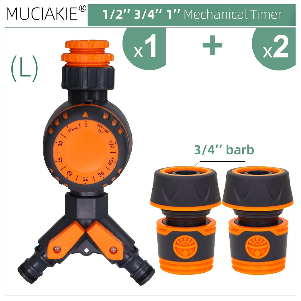 Garden Mechanical 3-Way Timer with Double Control Watering Irrigation Automatic Controller for Outdoor Hose Drip Sprinklers Tool: L