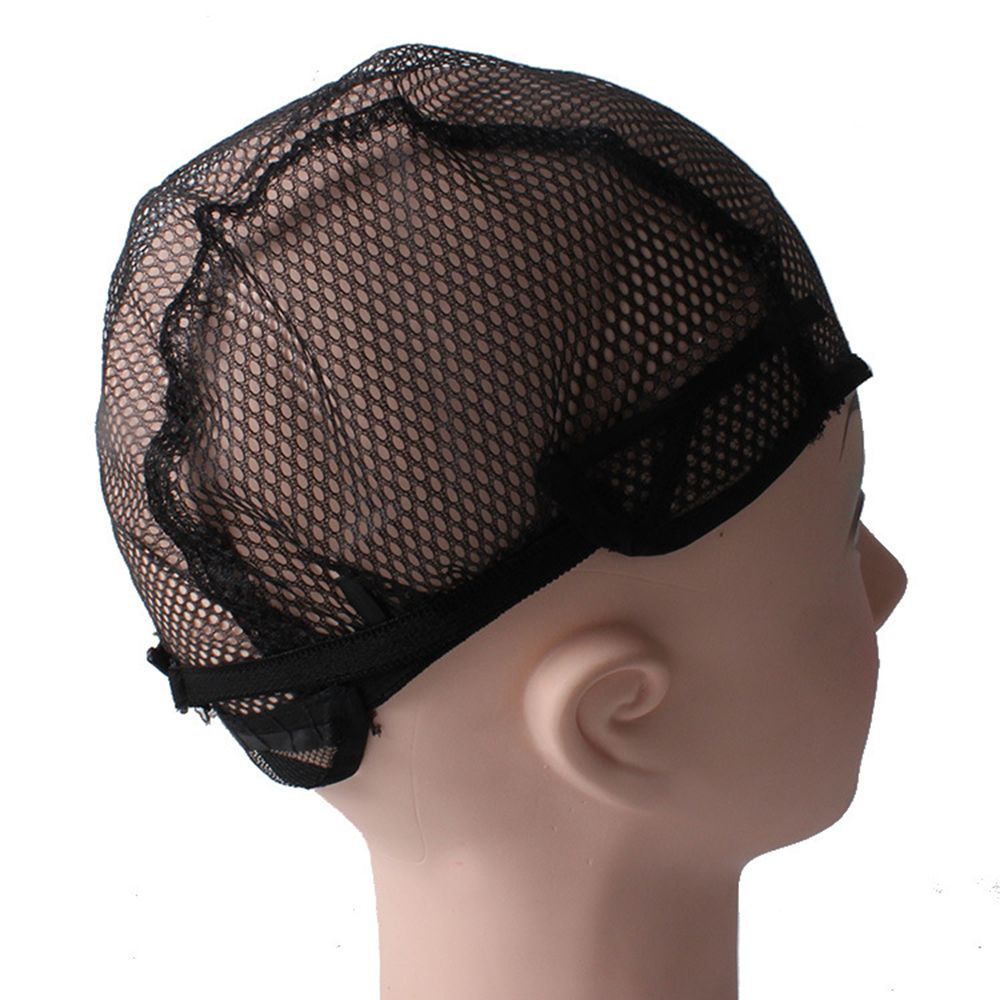 Tissage bonnet sans colle noir pour fabrication des perruques avec sangle ajustable sur le dos, filet de