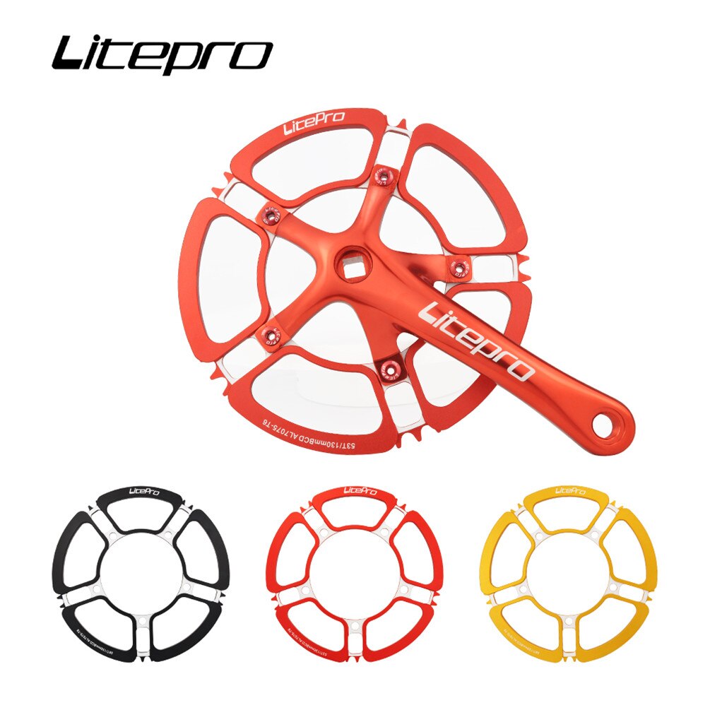Litepro-platos y bielas de aleación de aluminio, Piñón para bicicleta plegable, 53T, 56, 58T, 5 agujeros, 130BCD