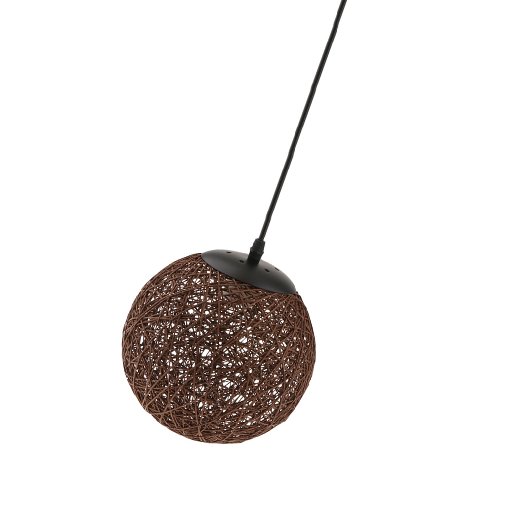 2 Colors /Set Rattan Woven Ball Globe Pendant Lampshade Hanging Loft Ceiling Lamp, 20cm, Coffee+Flaxen