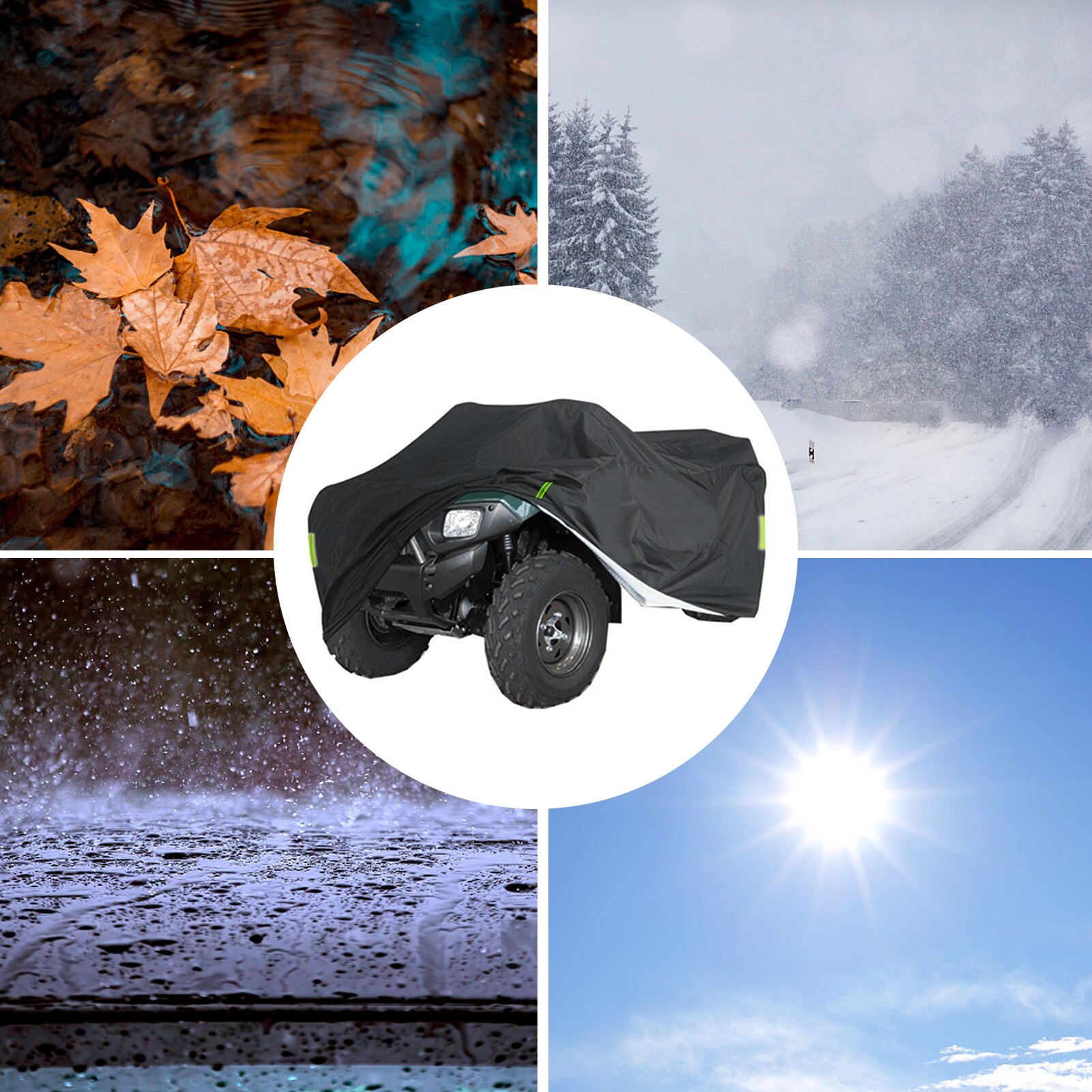 Heavy Duty ATV ATC Cover 190T Rain Waterproof Dustproof Anti-UV Ripstop Beach Vehicle Outdoor Protector Night Reflective Strip