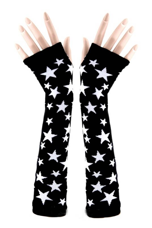 Zwarte sterren trui Sexy Disco dance costume party kant vingerloze lange handschoenen