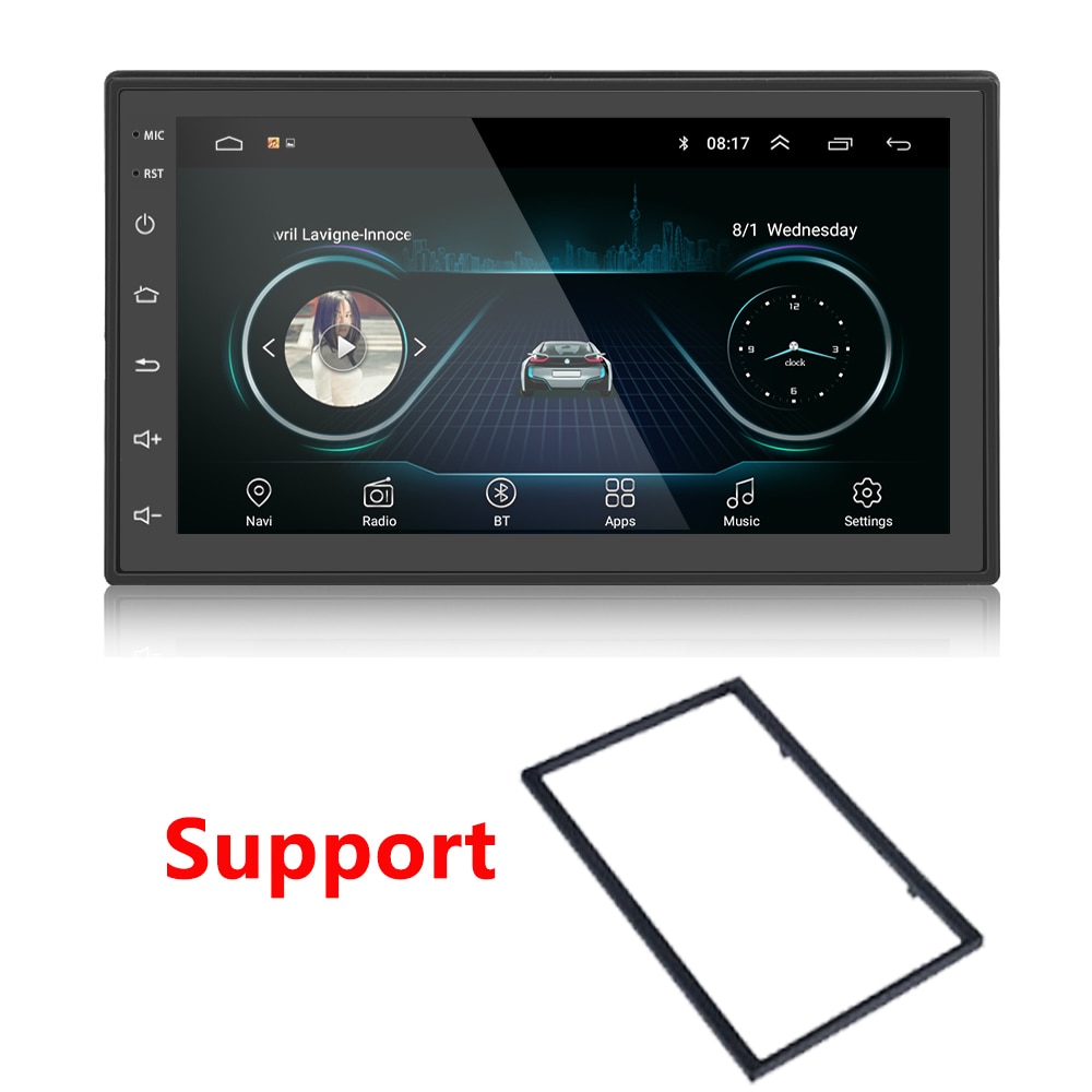 Amprime android radio bil tilbehør 2 din radio abs plast ramme bil multimedie afspiller til universal 7010b/7023b/7018b