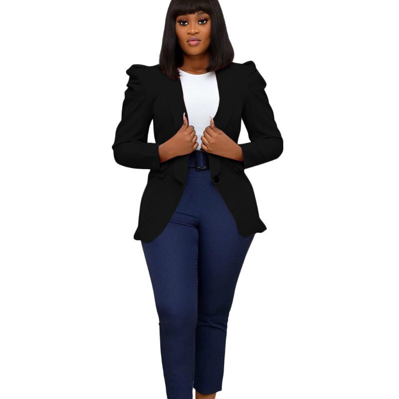 Kvinnor kavaj kontor dam ytterkläder långärmade arbetskläder stilig kvinnlig rosa kostym afrikansk modest plus size höst