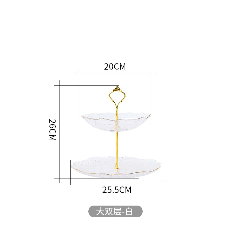 Nordic light luxury 3 layer cake tray double dessert fruit tray living room home dried fruit snack candy tray: A-2-L