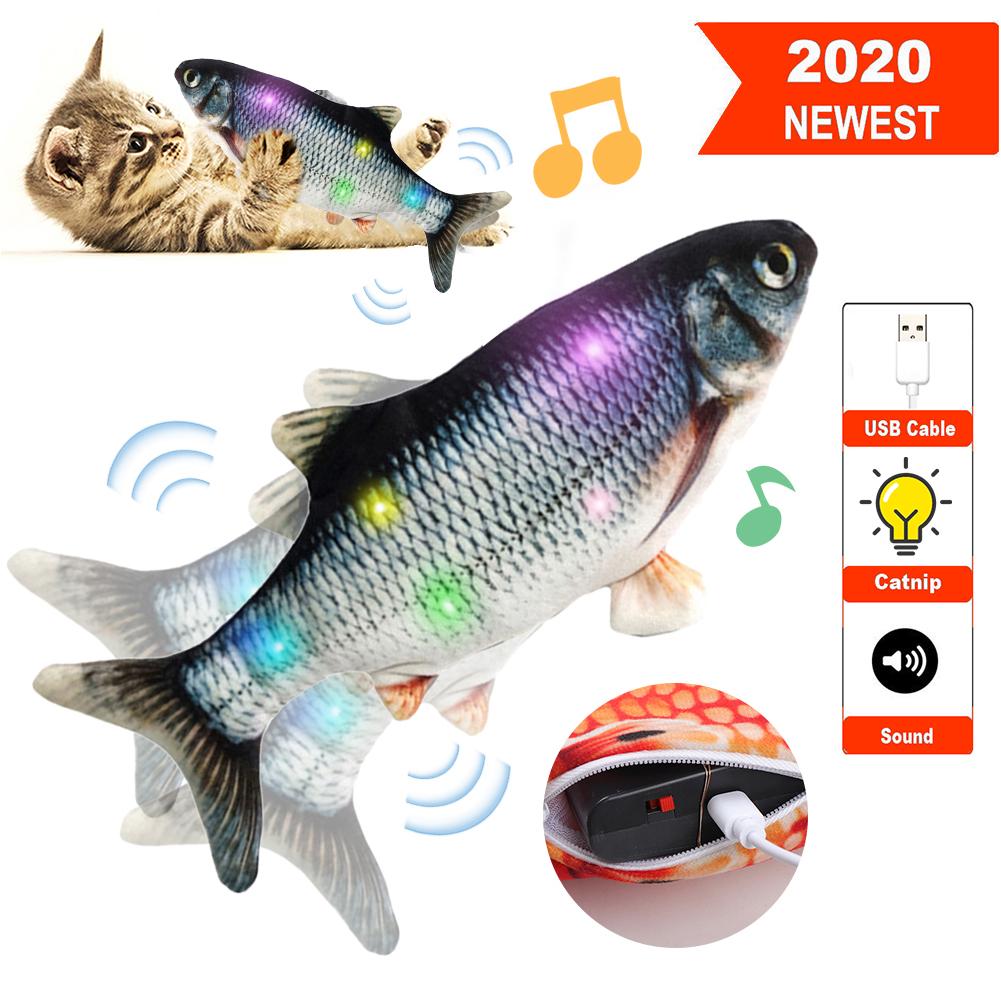 Electric Moving Fish Cat Realistic Plush Simulation Electric Wagging Fish Cat Toy Catnip Kicker Toys Funny Interactive Pets Pill: 5